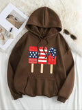 Plus Size Cartoon Graphic Print Drop Shoulder Drawstring Hoodie, Casual Pocket Hooded Sweatshirt for Daily Wear, Women'WB...