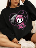 Plus Size Cartoon Print Round Neck Sweatshirt, Casual Drop Shoulder Long Sleeve Pullover for Daily Wear, Women'WB shield...