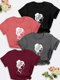 Plus Size Figure & Bookshelf Print Short Sleeve Tee, Casual Round Neck Graphic T-shirt, Women'WB shield Summer TNF for...