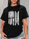 Plus Size Flag Print Tee, Casual Short Sleeve Crew Neck T-shirt for Summer, Women'WB shield Plus Clothing for Daily Wear...