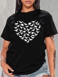 Plus Size Heart & Dinosaur Print Round Neck Tee, Casual Short Sleeve T-Shirt for Summer, Women'WB shield Plus Clothing...