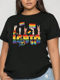 Plus Size LGBTQ Graphic Print Round Neck Tee, Casual Short Sleeve T-shirt, Women'WB shield Plus Size Summer Clothing for...