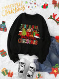Plus Size Letter & Gift Print Drop Shoulder Sweatshirt, Casual Long Sleeve Round Neck Pullover for Daily Wear, Women'WB...