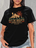Plus Size Letter & Mountain Print Round Neck Tee, Casual Short Sleeve T-shirt for Summer, Women'WB shield Plus Clothing...