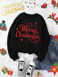 Plus Size Letter & Snowflake Print Drop Shoulder Sweatshirt, Casual Long Sleeve Round Neck Pullover for Daily Wear,...