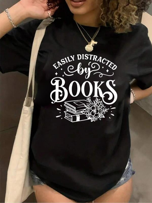 Plus Size Letter Graphic Print Round Neck Tee, Fashion Casual Short Sleeve T-shirt, Women'WB shield Summer TNF for Daily...