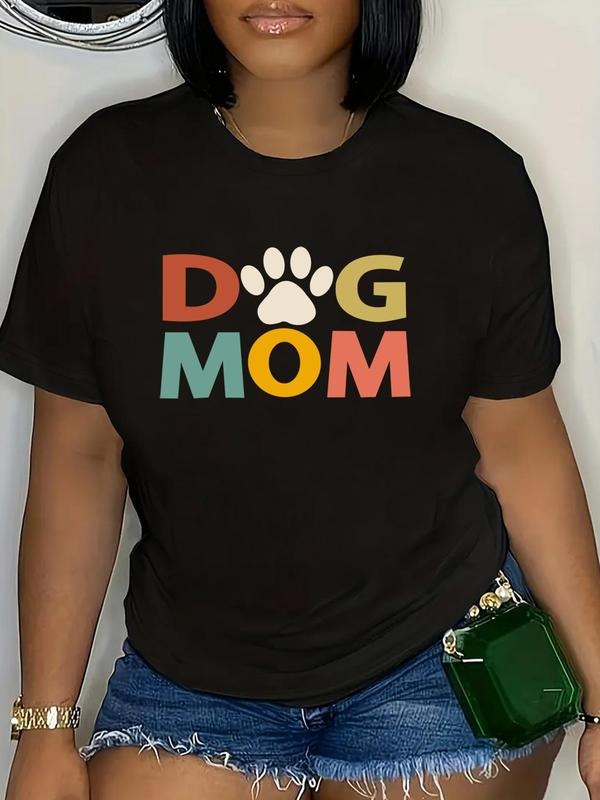 Plus Size Letter Graphic Round Neck Tee, Casual Short Sleeve T-Shirt for Summer, Women'WB shield Plus Clothing for Daily...