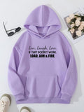 Plus Size Letter Print Drawstring Pocket Hoodie, Casual Drop Shoulder Long Sleeve Hooded Sweatshirt, Women'WB shield Fall...