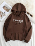 Plus Size Letter Print Drawstring Pocket Hoodie, Casual Drop Shoulder Long Sleeve Hooded Sweatshirt, Women'WB shield Fall...