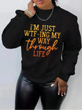 Plus Size Letter Print Drop Shoulder Sweatshirt, Casual Long Sleeve Round Neck Pullover for Women, Women'WB shield Plus...