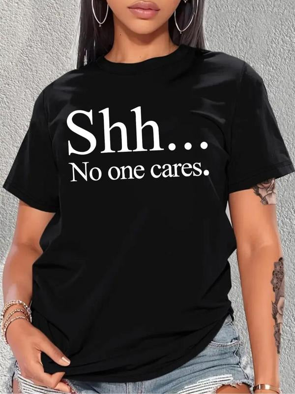 Plus Size Letter Print Round Neck Tee, Casual Short Sleeve Crew Neck T-shirt for Summer, Women'WB shield Plus Clothing...