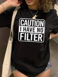 Plus Size Letter Print Round Neck Tee, Casual Short Sleeve Graphic T-shirt, Women'WB shield Summer TNF for Daily Wear...