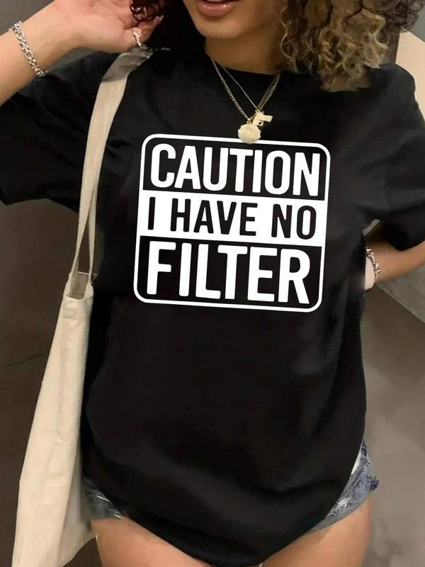 Plus Size Letter Print Round Neck Tee, Casual Short Sleeve Graphic T-shirt, Women'WB shield Summer TNF for Daily Wear...