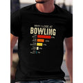 Plus Size Men's Bowling Print T-Shirt, Casual Short Sleeve Crew Neck Tee for Street Fashion Made in USA Hoodie, Sweatshirt