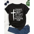 Plus Size Short Sleeve Cross & Letter Print T-Shirt, Casual Top for Spring & Summer Women'WB shield Clothing Hoodie,...