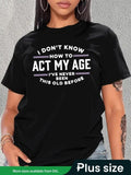 Plus Size Slogan Print Short Sleeve Tee, Casual Round Neck Graphic T-shirt, Women'WB shield Summer TNF for Daily Wear...