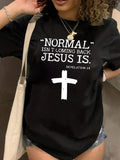 Plus Size Women'WB shield Letter & Cross Print Tee, Trendy Crew Neck Short Sleeve T-Shirt, Women Plus Clothing for Summer...