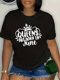 Plus Size Women'WB shield Letter & Crown Print Tee, Fashion Crew Neck Short Sleeve T-Shirt, Women Plus Clothing for...