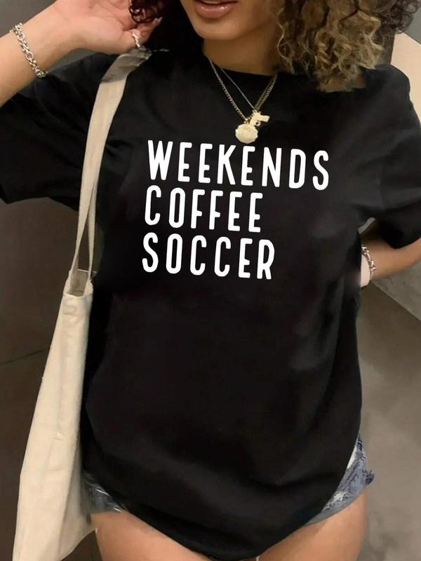 Plus Size Women'WB shield Letter Print Tee, Stylish Short Sleeve Crew Neck T-Shirt, Women'WB shield Plus Clothing for...