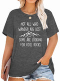 Plus Size Women'WB shield Mountain & Slogan Print Tee, Stylish Crew Neck Short Sleeve T-Shirt, Women'WB shield Plus...