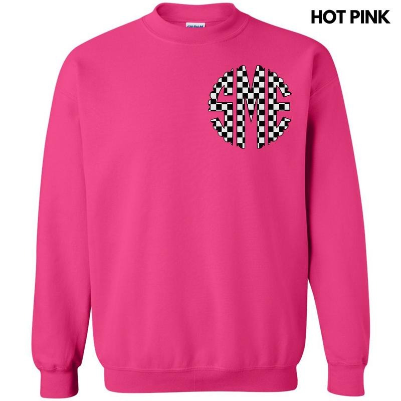 Pocket Size - Black Checkered Monogram Sweatshirt 'NLB' T-Shirts, Hoodie | RetroVerseTees.com