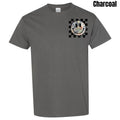 Pocket Size - Camo Checker Happy Face Gildan Short Sleeve T-Shirt 'NLB' Hoodie, Sweatshirt | RetroVerseTees.com