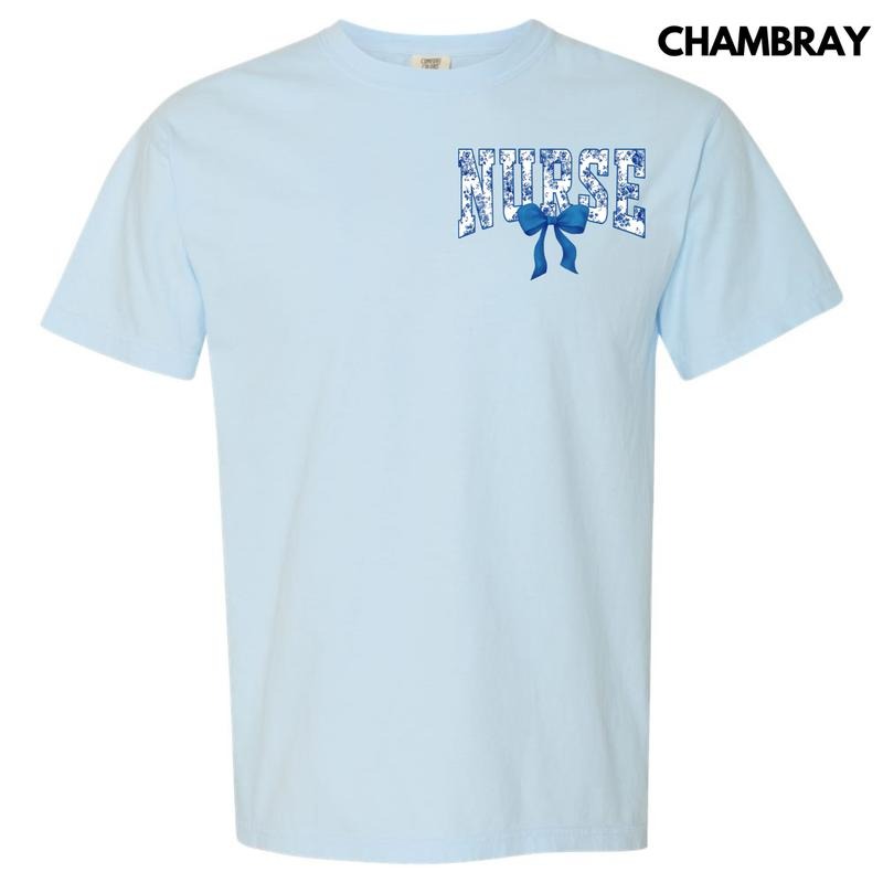 Pocket Size - Nurse Blue Florals Comfort Colors T-Shirt 'NLB' Hoodie, Sweatshirt | RetroVerseTees.com
