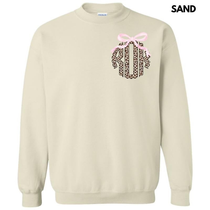 Pocket Size - Pink Bow Cheetah Monogram Sweatshirt 'NLB' T-Shirts, Hoodie | RetroVerseTees.com