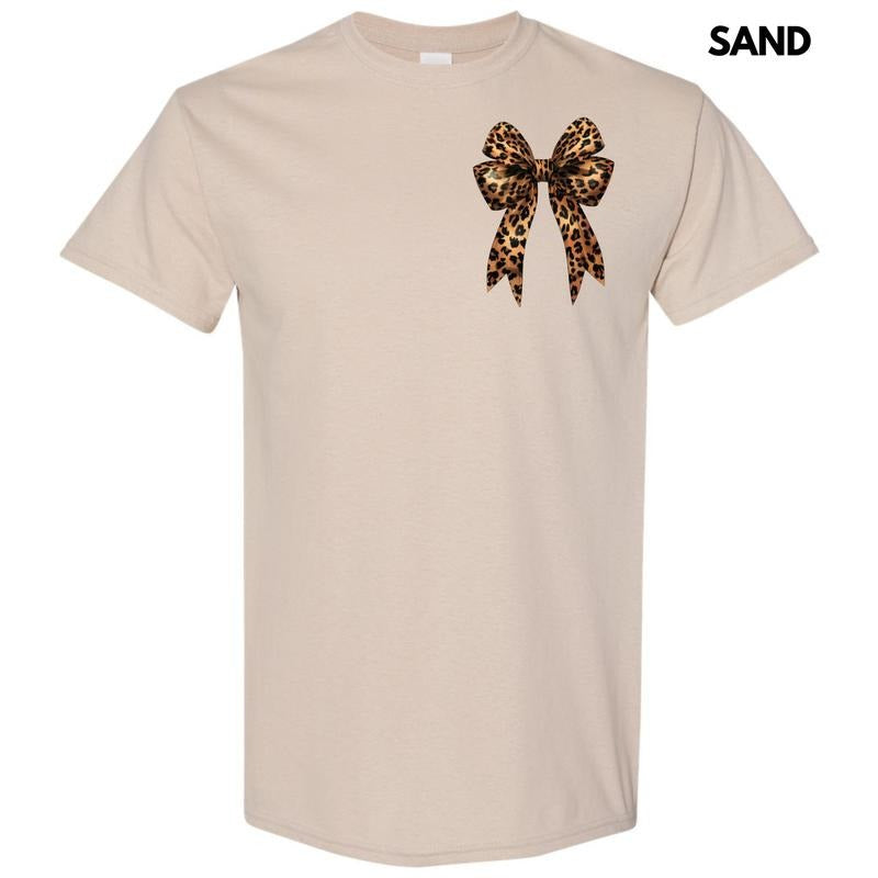 Pocket Size -Big Leopard Bow Gildan Short Sleeve T-Shirt 'NLB' Hoodie, Sweatshirt | RetroVerseTees.com