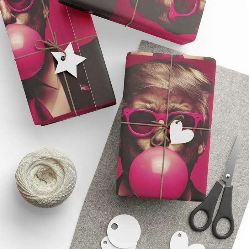 Political Humor Wrapping Papers, Trump Gift Wrap, GOP Party Supplies, Conservative Christmas Decor, Funny MAGA Design,...