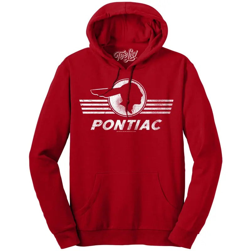 Pontiac Logo Hooded Sweatshirt - Red T-Shirts, Hoodie | RetroVerseTees.com