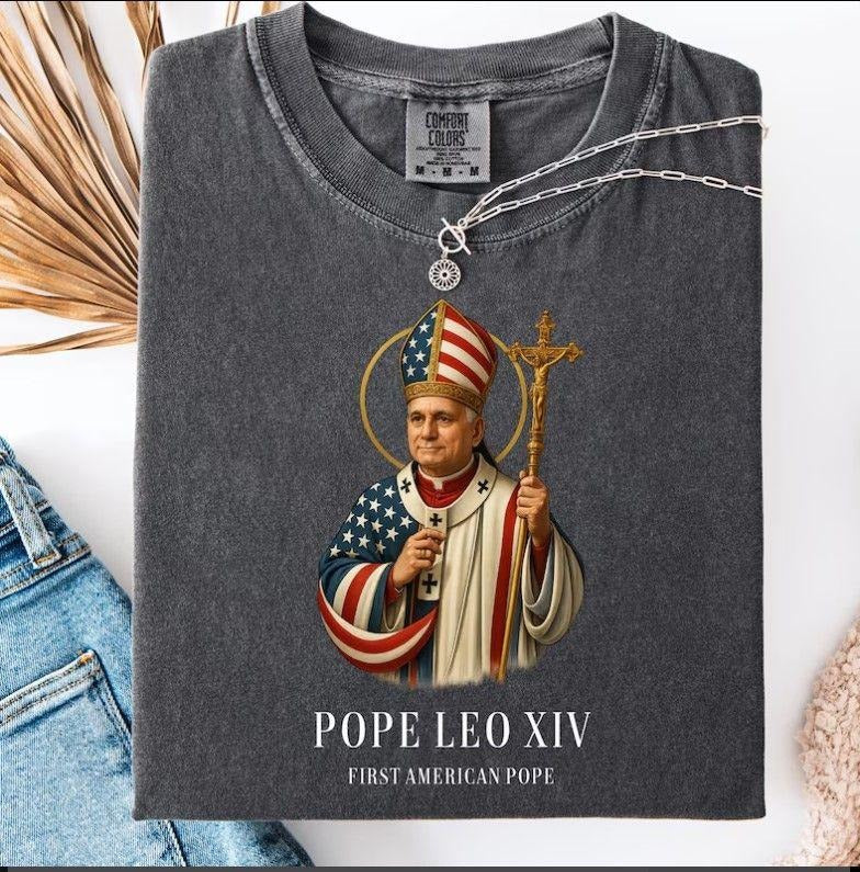 Pope Leo XIV Shirt, New Pope Shirt, American Pope Shirt, Faith Shirt Hoodie, Sweatshirt | RetroVerseTees.com