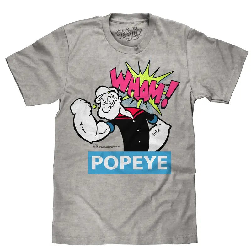 Popeye Big and Tall T-Shirt - Silver Gray Hoodie, Sweatshirt | RetroVerseTees.com
