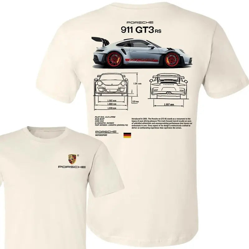 Porsche 911 GT3 RS Aesthetic T-shirt - Unisex T-Shirt for Fans Cotton Classic Menswear Hoodie, Sweatshirt