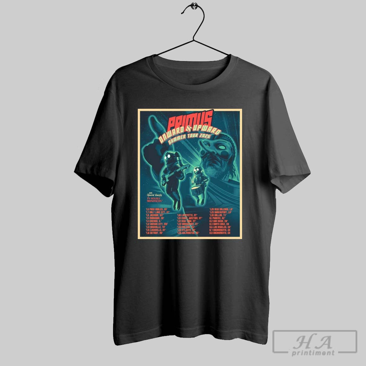 Poster Primus Onward And Upward Summer Tour 2025 With Special Guests Ty Segall Mononeon