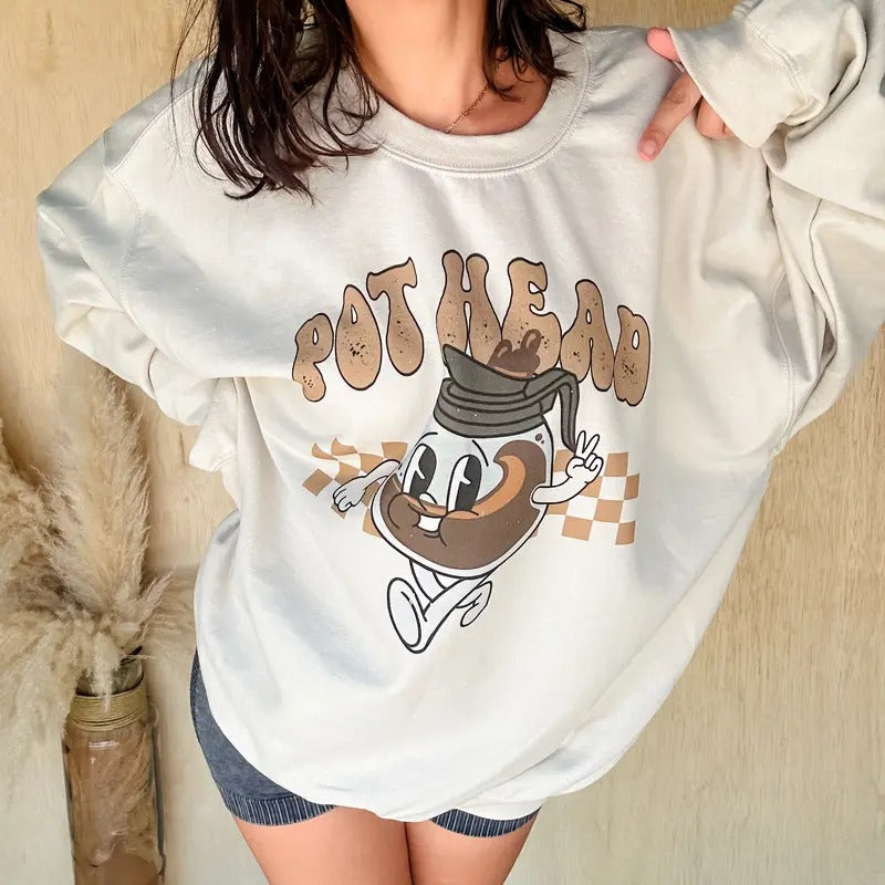 Pot Head Graphic Top T-Shirts, Hoodie, Sweatshirt | RetroVerseTees.com