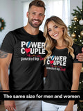 Power Couple Letter Print Short Sleeve Tee, Casual Round Neck T-shirt for Couple, Fashion Couple'WB shield Top for Daily...