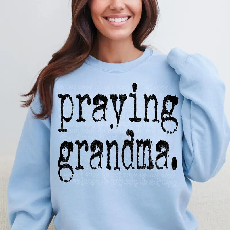 Praying Grandma DTF Transfers - THIS IS NOT A SHIRT Hoodie, Sweatshirt | RetroVerseTees.com