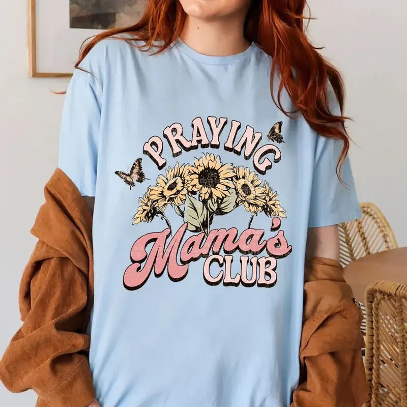 Praying Mama'WB shield Club Christian TNF'WB shield Day Tee Pure Cotton Fabric Casual Streetstyle Crew Neck Short Sleeve...