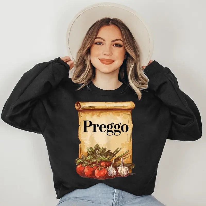 Preggo Sauce Cute Preggers Costume Pregnancy Announcement Sweatshirt T-Shirts, Hoodie | RetroVerseTees.com