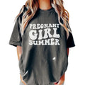 Pregnant Girl Summer Comfort Colors Shirt, Mom to Be Shirt, Baby Announcement Tee, Pregnancy Reveal Shirt Hoodie, Sweatshirt