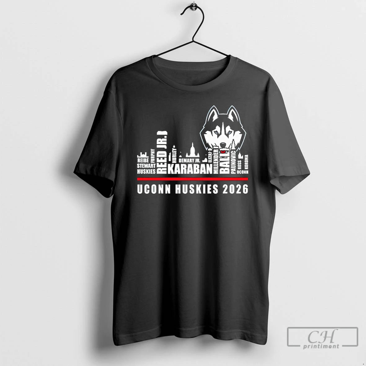 Premium 2026 Uconn Huskies Rosters Skyline T-Shirts, Hoodie, Sweatshirt | RetroVerseTees.com
