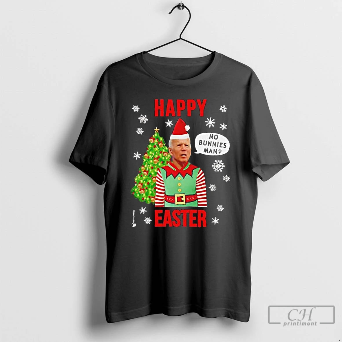 Premium Bidens Elf Happy Easter No Bunnies Man Christmas T-Shirts, Hoodie, Sweatshirt | RetroVerseTees.com