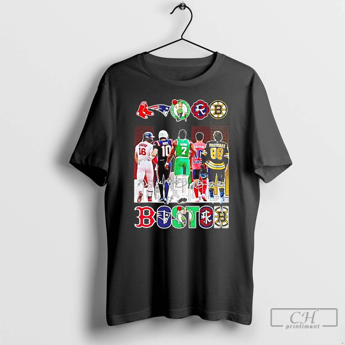 Premium Boston Sports Teams Players Signatures Skyline T-Shirts, Hoodie, Sweatshirt | RetroVerseTees.com
