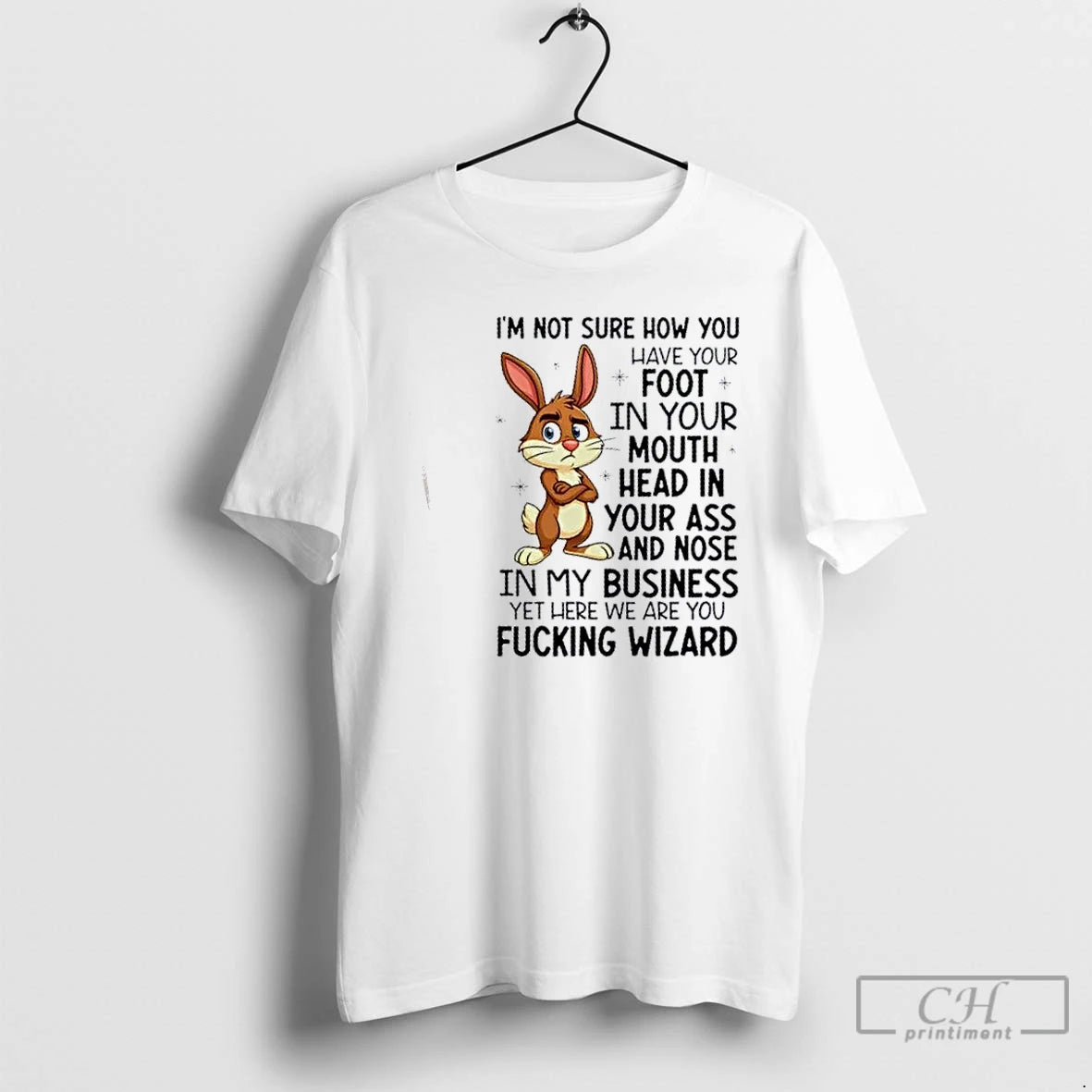 Premium Bunny Im Not Sure How You Have Your Foot In Your Mouth Head In T-Shirts, Hoodie, Sweatshirt | RetroVerseTees.com