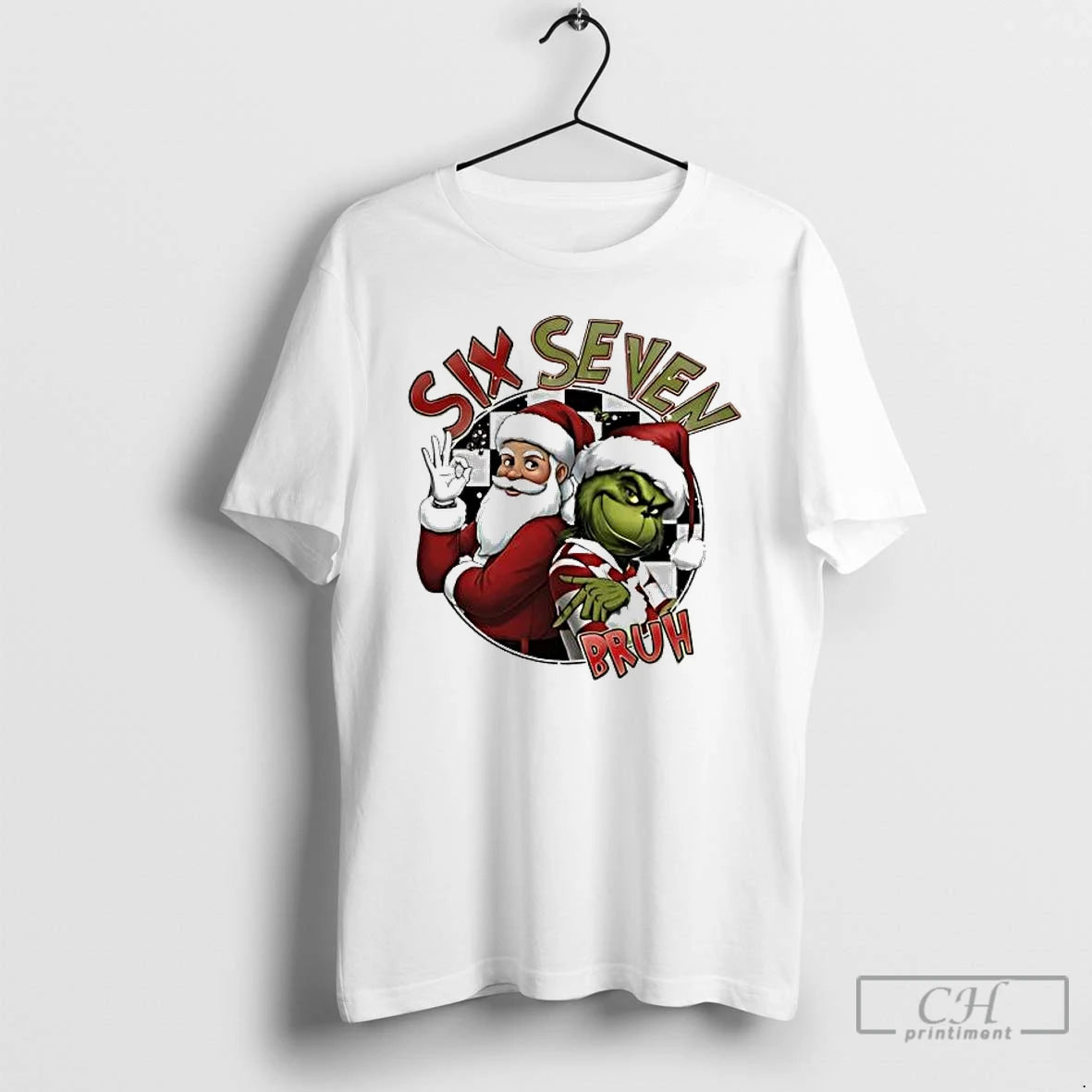 Premium Christmas Grinch Six Seven Bruh Trends Stylish T-Shirts, Hoodie, Sweatshirt | RetroVerseTees.com