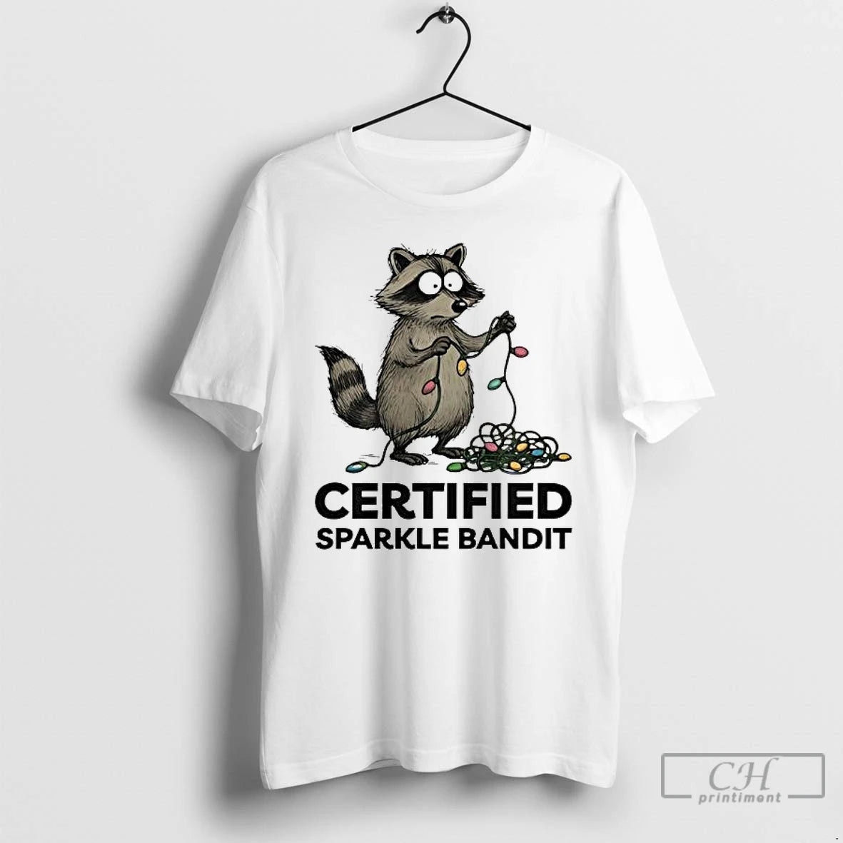 Premium Christmas Raccoon Holiday Certified Sparkle Bandit T-Shirts, Hoodie, Sweatshirt | RetroVerseTees.com