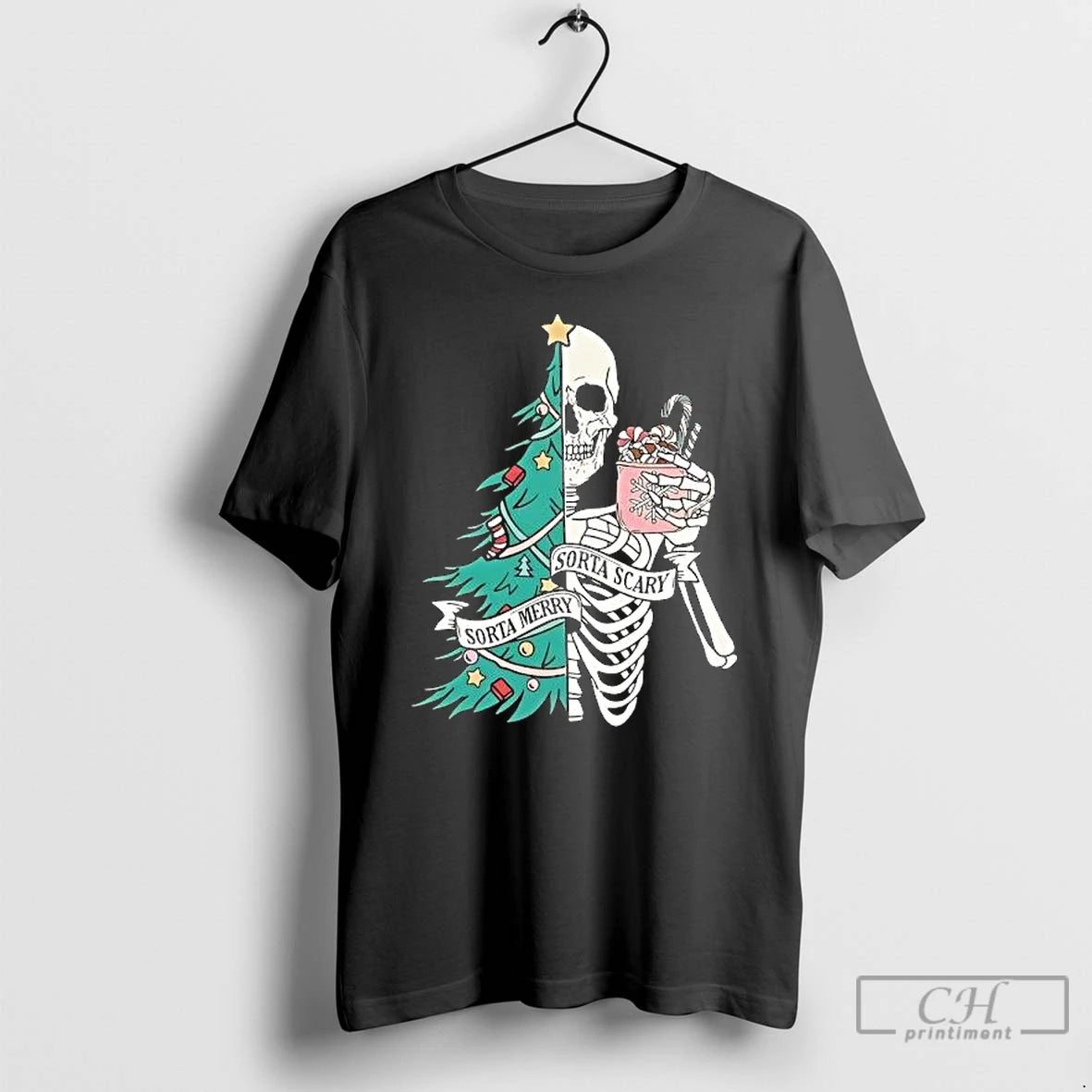 Premium Christmas Sorta Merry Sorta Scary Skeleton Xmas T-Shirts, Hoodie, Sweatshirt | RetroVerseTees.com
