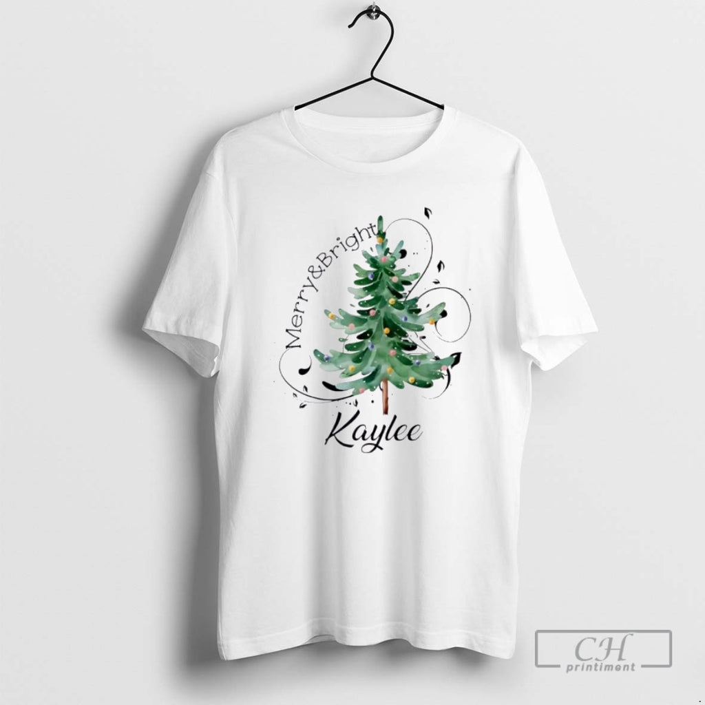 Premium Christmas Tree Merry And Bright Ceramic 2025 Personalized Ornaments White Shirt Sweater