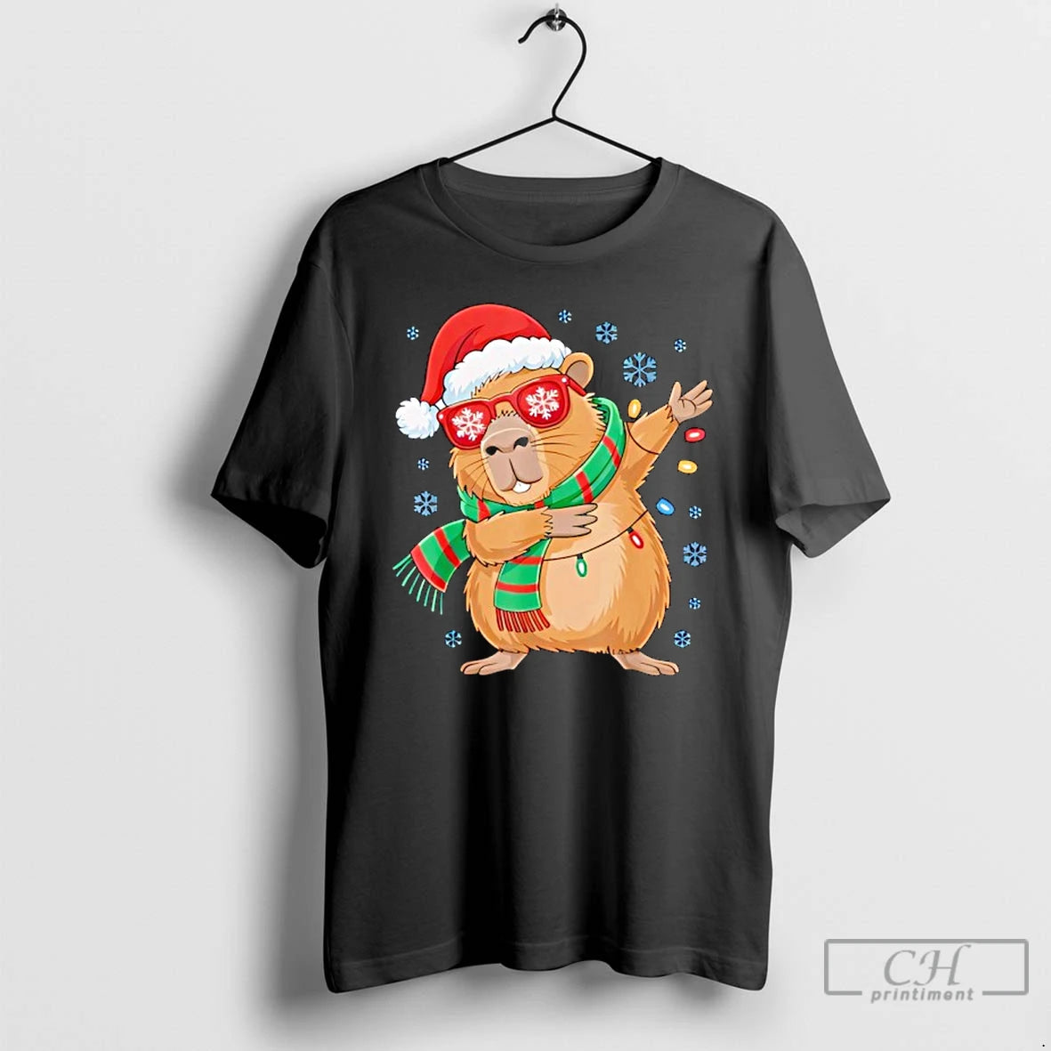 Premium Dabbing Capybara Christmas Santa Hat Funny Holiday Design T-Shirts, Hoodie, Sweatshirt | RetroVerseTees.com